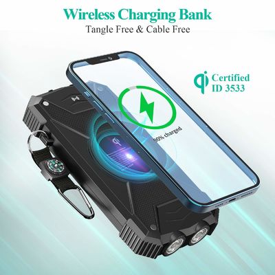 Qi Wireless 10000mAh Przenośna ładowarka Solar Power Bank do telefonu i laptopa