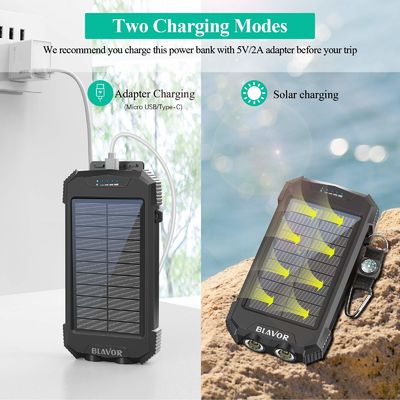 Qi Wireless 10000mAh Przenośna ładowarka Solar Power Bank do telefonu i laptopa