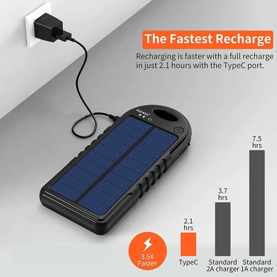 18W 10000mAh Power Bank zasilany energią słoneczną Ładowarka USB C OEM
