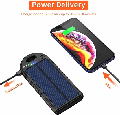 18W 10000mAh Power Bank zasilany energią słoneczną Ładowarka USB C OEM