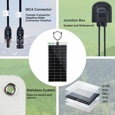 Elastyczne cienkie panele słoneczne 12V 24V Zginalny monokrystaliczny panel słoneczny 100W
