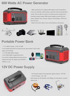 Chiny Producent 600 W Przenośna elektrownia z baterią litową AC DC USB Szybkie ładowanie Generatora słonecznego